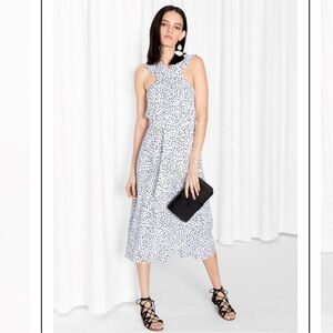 & Other Stories Cross Front Midi Dress Black / White Sz 4